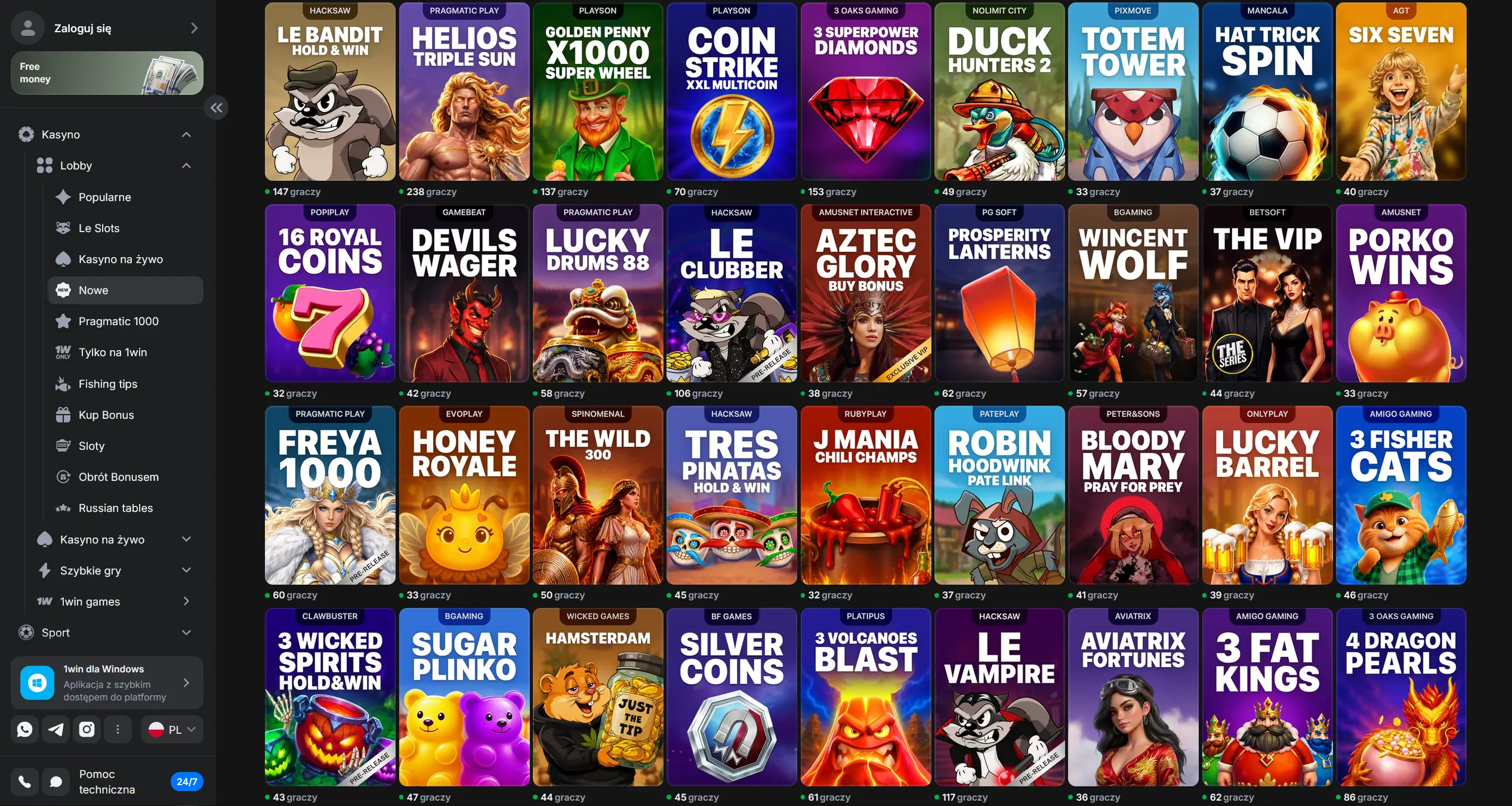 10 500 slotów i pula jackpotów w 1Win